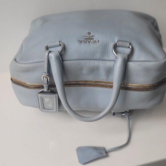 PRADA Light Blue Leather Bowler Handbag - Picture 11 of 16